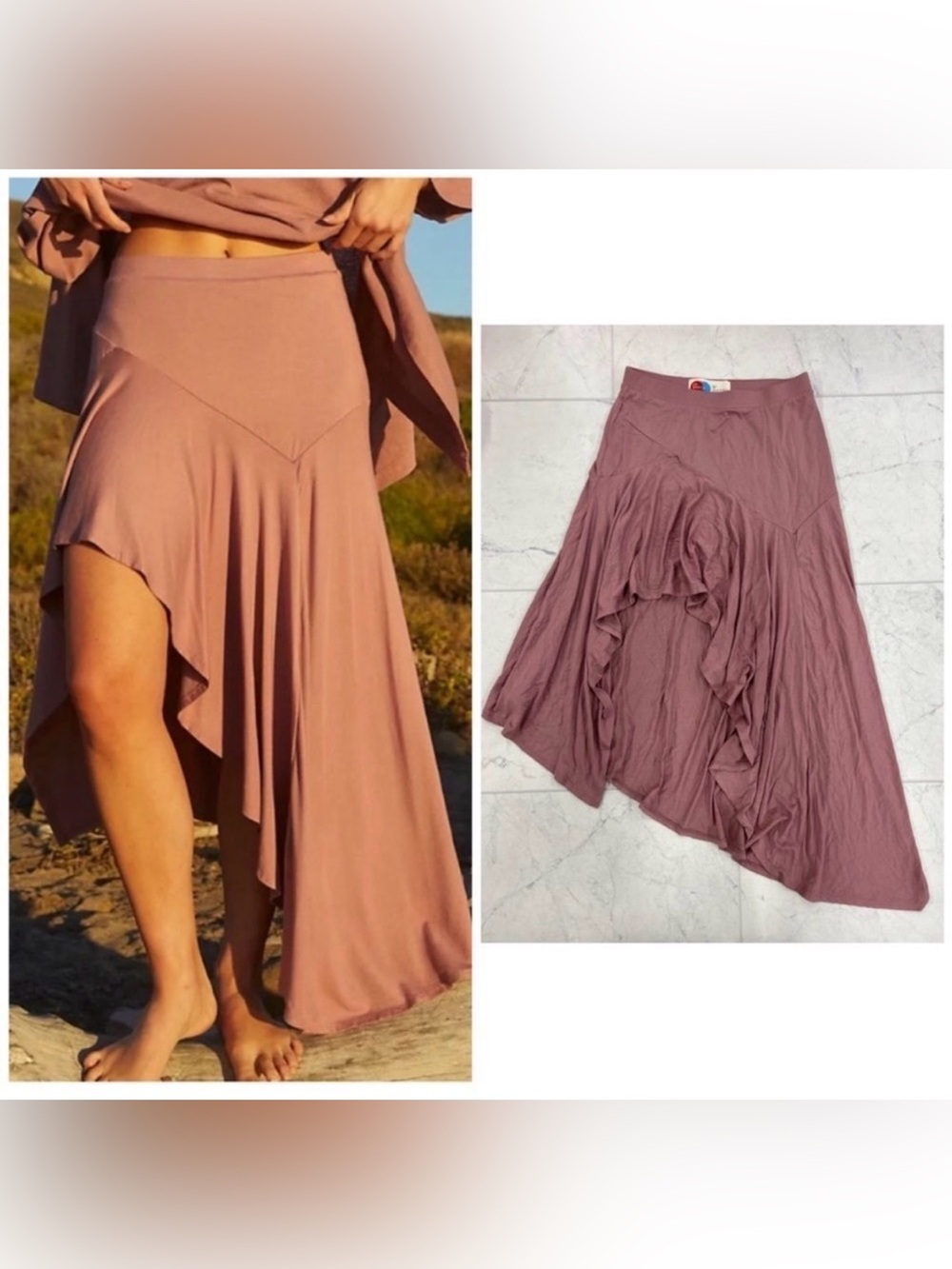 Free People Zen Asymmetrical Skirt In Mauve